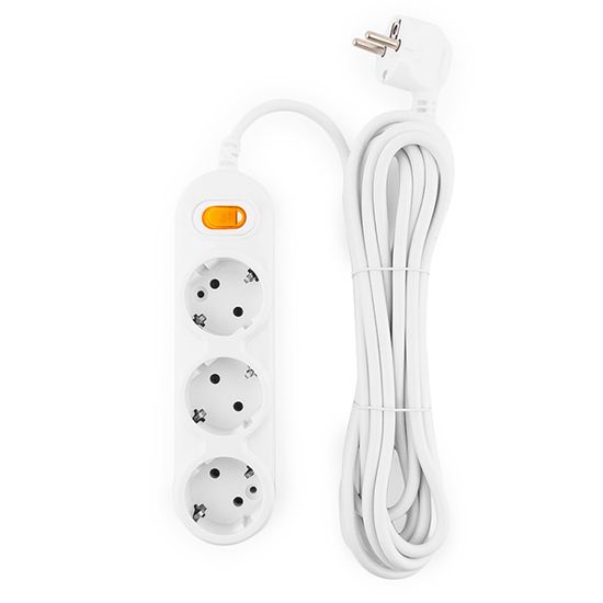 Бытовой удлинитель, 3 розетки с выкл., 5м, Электрическая мануфактура PC-Y-5-3S-5 PowerCube