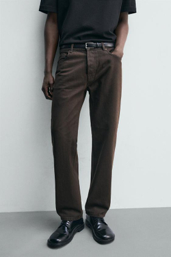 ZARA ДЖИНСЫ REGULAR FIT, КОРИЧНЕВЫЙ