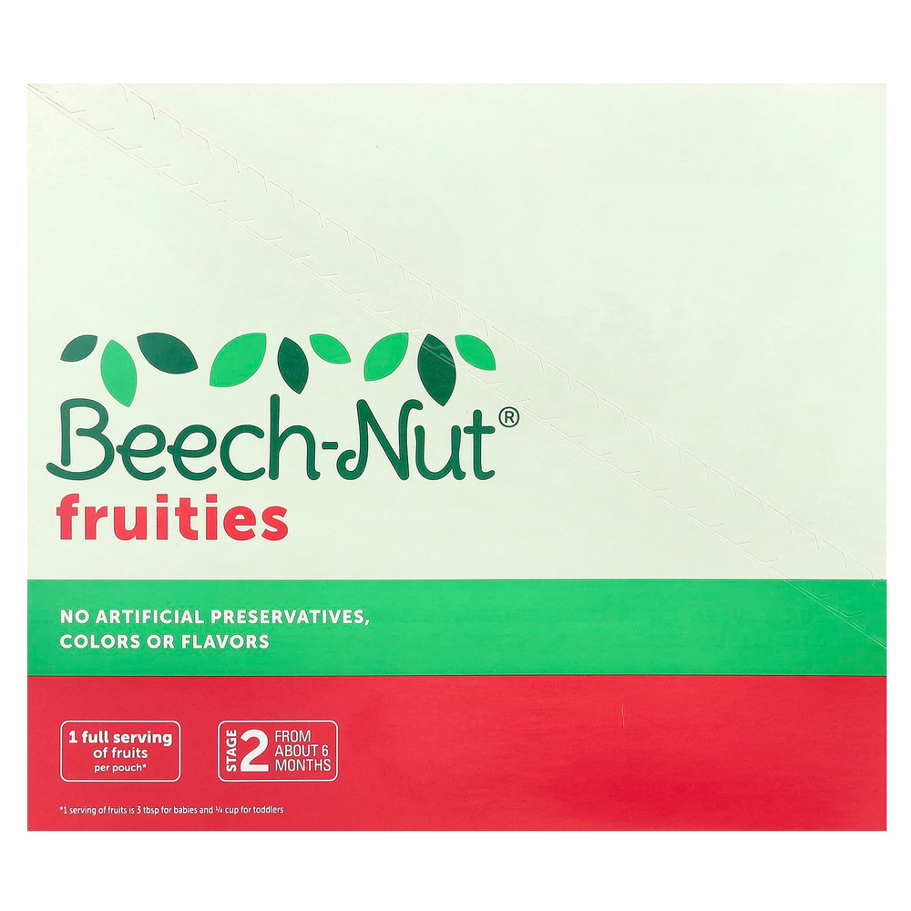 Beech-Nut, фрукты, для детей от 6 месяцев, яблоко, персик и клубника, 12 паучей по 99 г (3,5 унции)