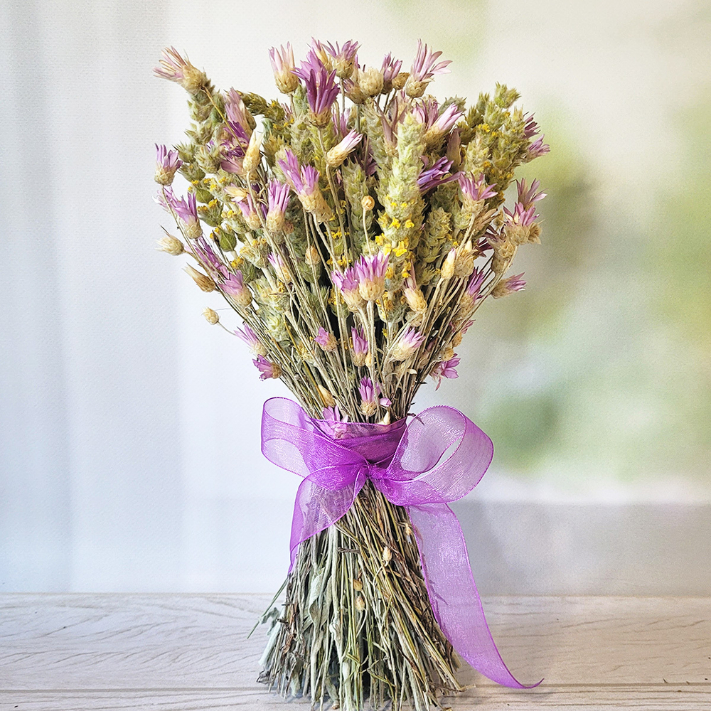 Букет сухоцветов Василек и Лимонник 28х15 см