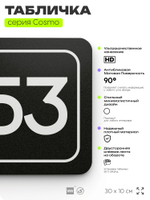 Табличка с номером помещения "Помещение №53", номер на дверь, 30 х 10 см, серия COSMO, черная, Айдентика Технолоджи