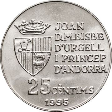 25 сантимов 1995 Андорра, 50 лет Продовольственной программе (ФАО)