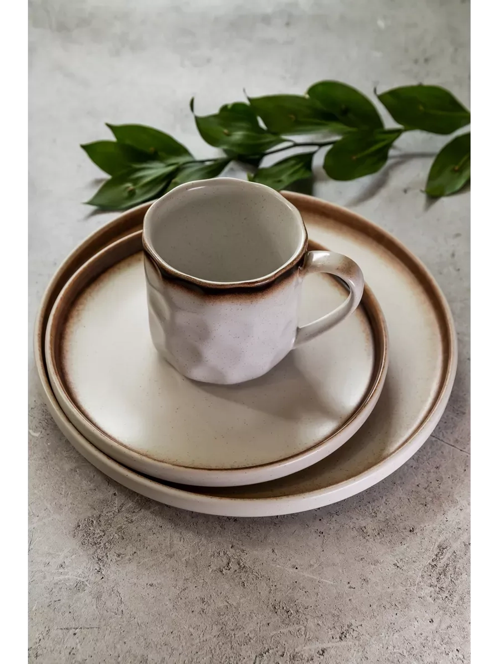 Набор посуды столовой: кружка, тарелка 26,3 см. Белый песок