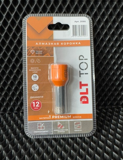 Коронка алмазная для керамогранита и камня DLT TOP, 12мм, арт.2090