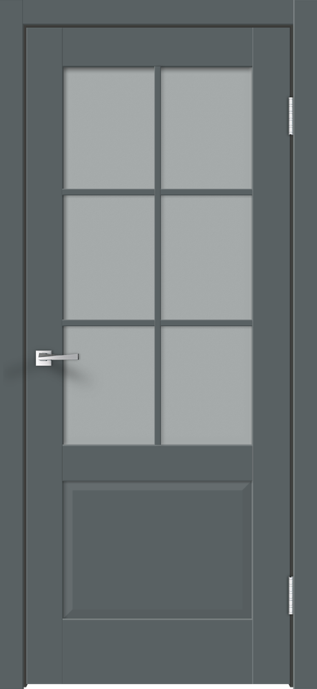 Дверное полотно Экошпон ALTO 12 2V 800х2000 цвет Темно-серый Эмалит стекло Мателюкс