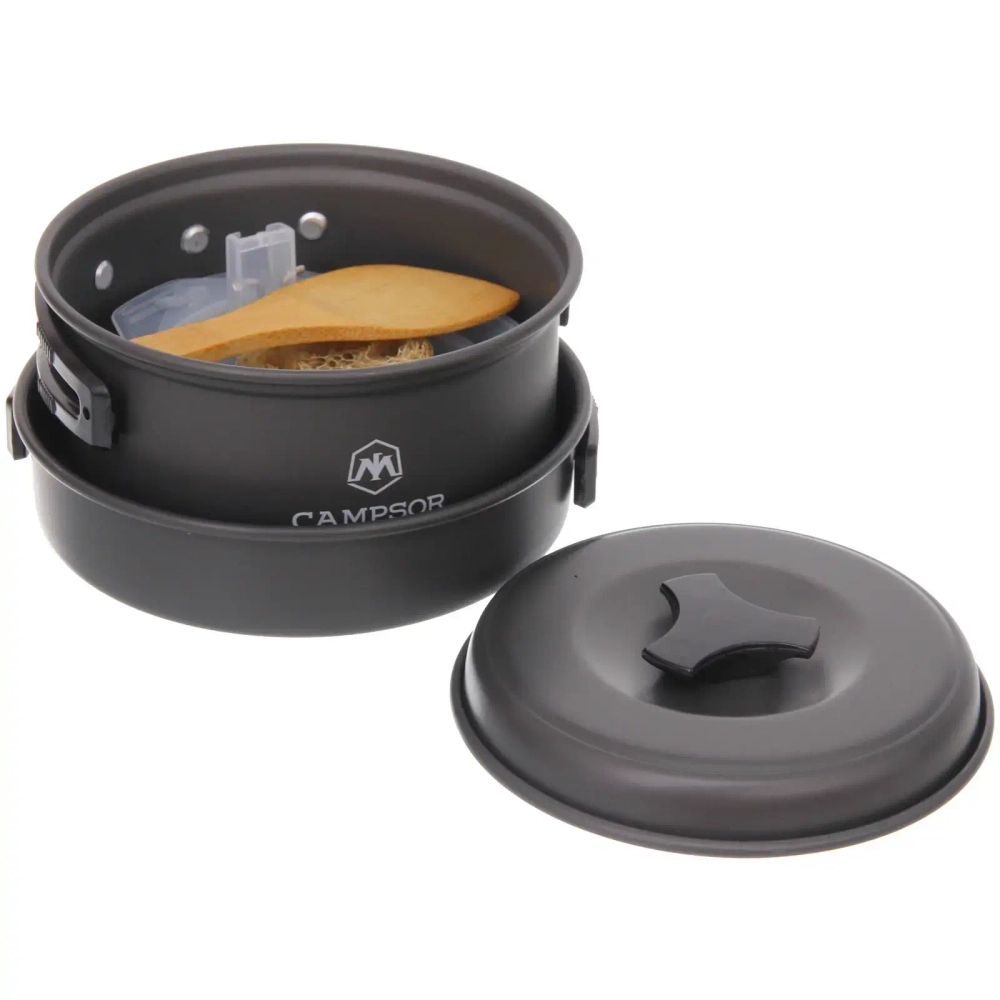 Набор посуды походной (ковш, сковорода, крышка, 2чашки, лопатка, губка, поварёшка) COMPSOR-200