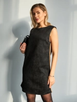 Платье сарафан офисное замшевое А силуэт с лампасами