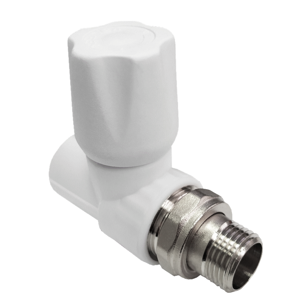 Кран PP-R шаровой белый НР Дн 20х1/2" прямой для радиатора VALFEX 10149020