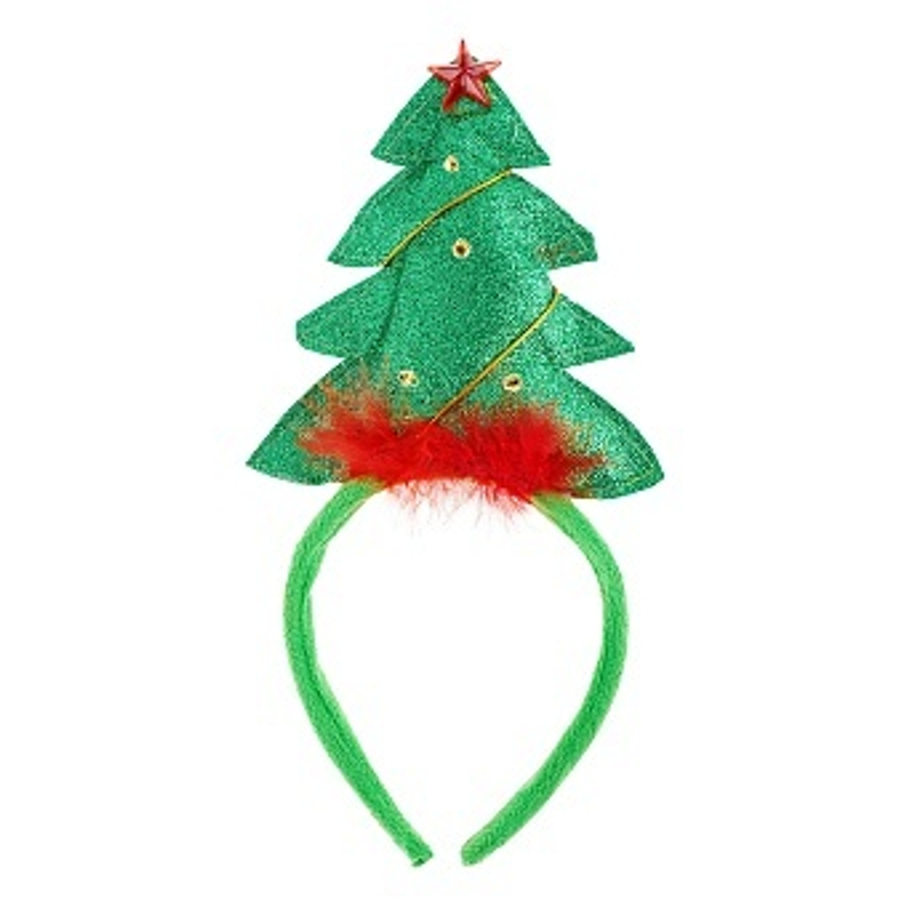 Ободок, Новогодняя елочка, Зеленый/Красный, 1 шт.