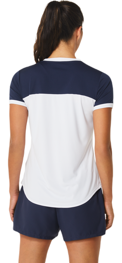 Женская теннисная футболка Asics Court Short Sleeve Top - brilliant white/midnight