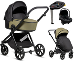 Детская коляска Tutis Mio 3 Plus Leather New 4 в 1 с автокреслом Elo Lux EduSky Black и базой 1622025 Olive