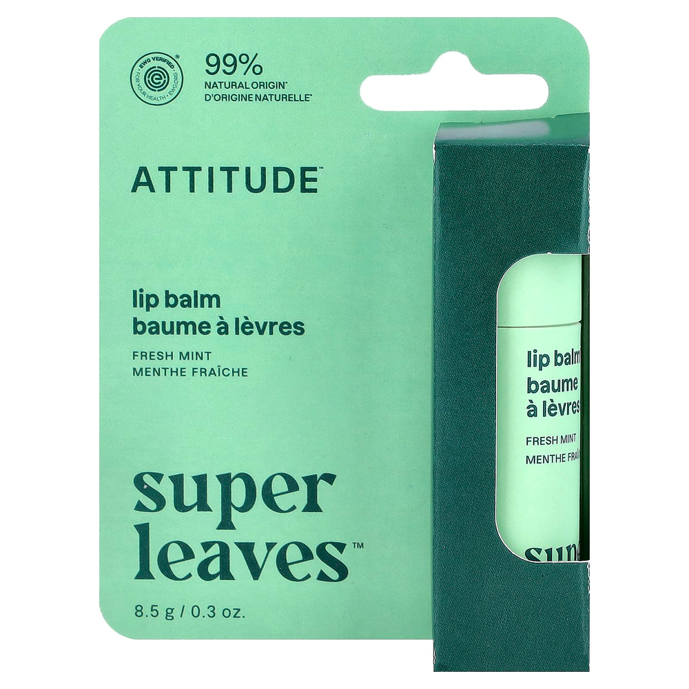 ATTITUDE, Super Leaves™, бальзам для губ, свежая мята, 8,5 г (0,3 унции)