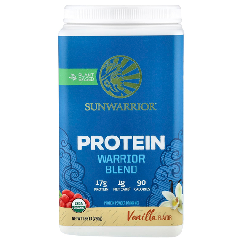 Sunwarrior, Warrior Blend, протеиновая смесь, со вкусом ванили, 750 г (1,65 фунта)