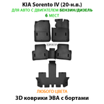 Автомобильные коврики ЭВА с бортами для 3-х рядов KIA Sorento IV (20-н.в.) бензин / дизель, для 6-ти местного авто