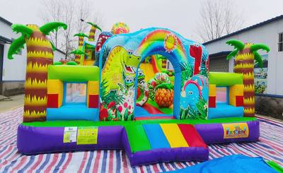 Коммерческий надувной батут "Хамелеон и динозавры" 12*6*6 м