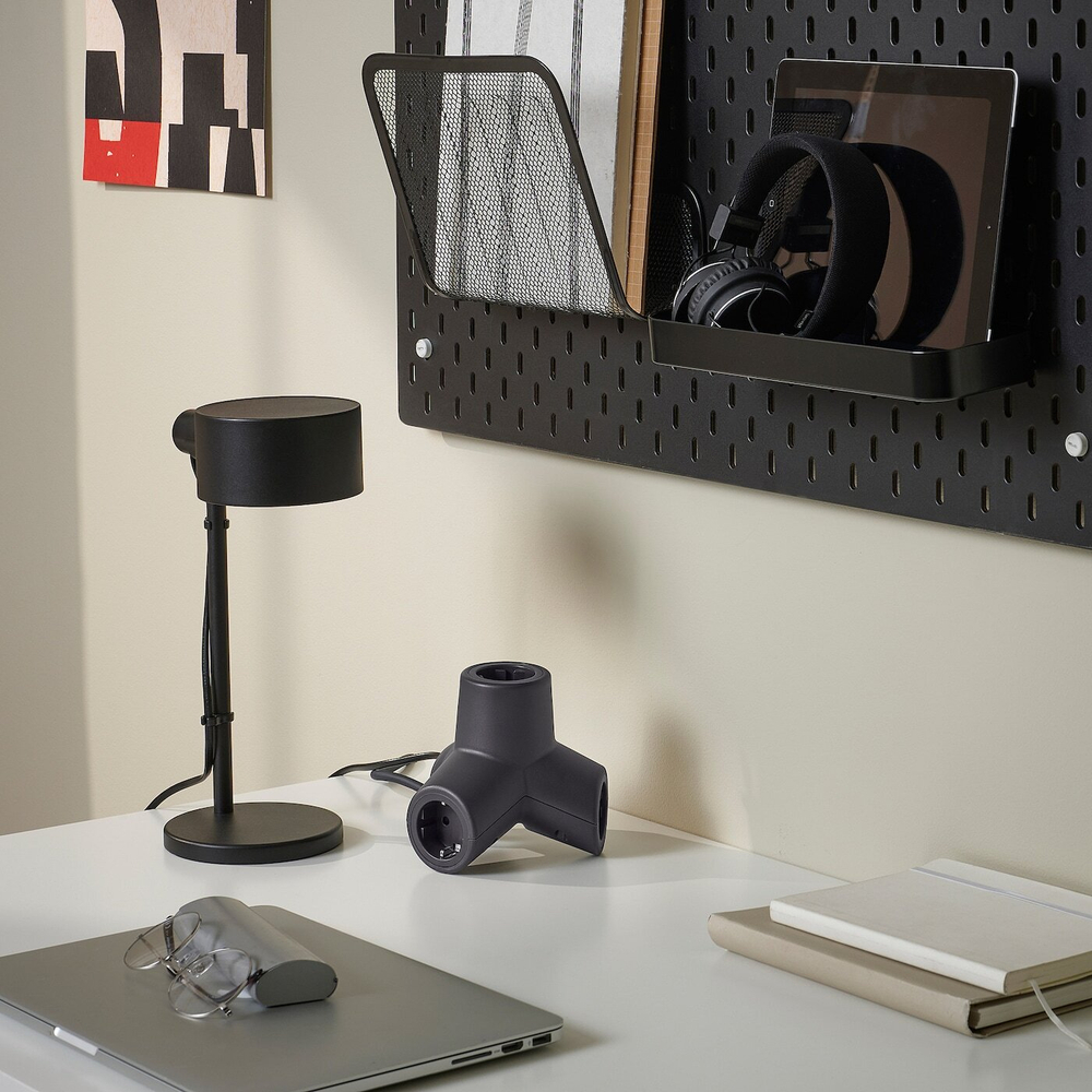 IKEA HORNFELS  (ИКЕА ХОРНФЕЛС)  -  Удлинительный кабель, темно-серый, 1,8 м
