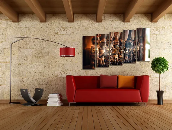 Модульная картина "Древние статуэтки"