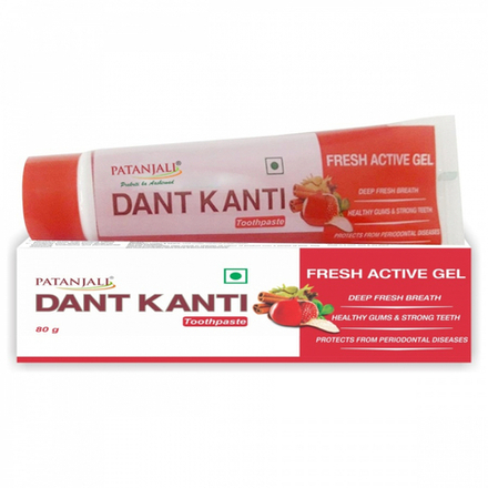 PATANJALI Dant Kanti Fresh Active Gel Toothpaste Зубная паста-гель с аюрведическими травами 80г