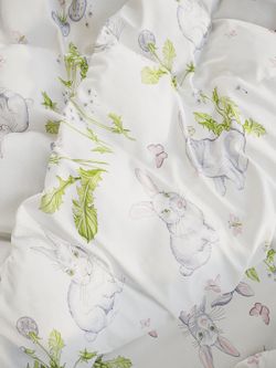 Наволочка комплект 2шт поплин Сказка "Кролики" 40x60 см на молнии