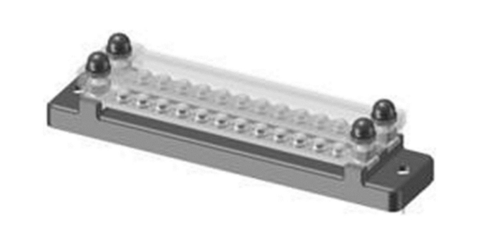 Колодка распределительная электромонтажная с защитной крышкой, 2 планки по 12 контактов