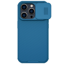 Чехол синего цвета с сдвижной шторкой для камеры на iPhone 14 Pro от Nillkin, серия CamShield Pro Case