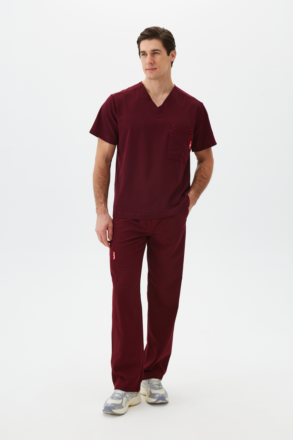 Топ медицинский мужской Гекай, бордо