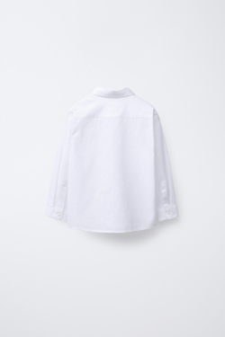 ZARA РУБАШКА ИЗ СМЕСОВОГО ЛЬНА, БЕЛЫЙ