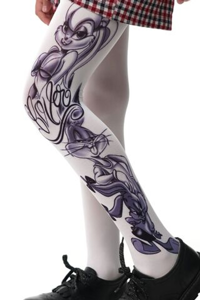 Детские колготки с рисунокм в виде семейства Банни (Размер: 116-138) (Цвет: белый)