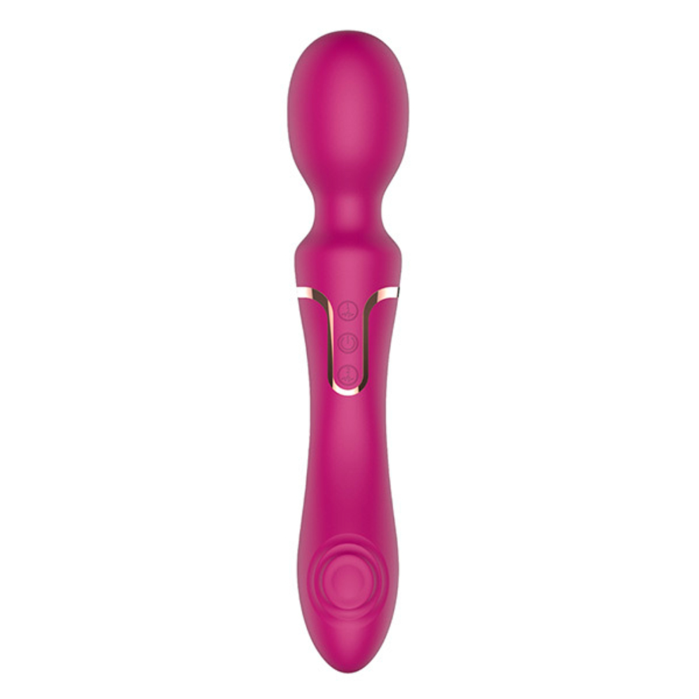 Сливовый двухсторонний вибратор-wand 21см с пульсацией и вибрацией Anasteisha Pollen AN010