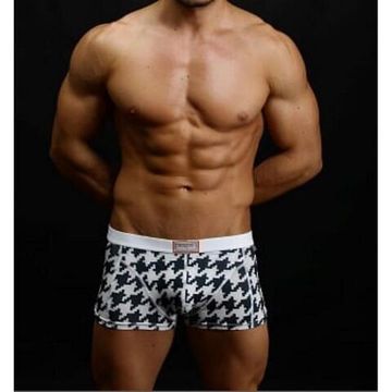 Трусы мужские боксеры белые c темно-серым принтом Boefje 34432