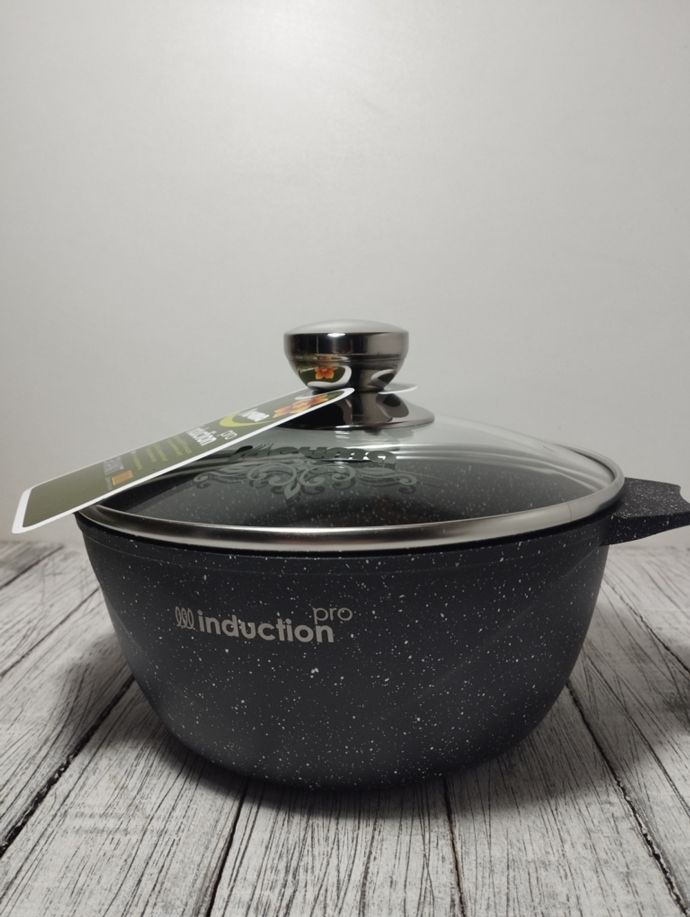 Кастрюля 2л с кр АП ГРАНИТ black Induction Pro 42802и