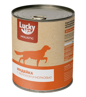 Lucky bits Консервы для собак Индейка с Яблоком и Морковью 970гр.