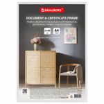 Рамка 21х30 см белая, пластик, багет 8 мм, BRAUBERG "Slim", плотный задник с ножкой, акриловый экран, 391314