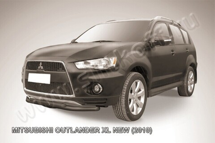 Защита переднего бампера (нержавейка) Mitsubishi Outlander XL (2009-2013) d57+d42 (черный)
