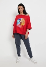 Футболка Летучая мышь принт красный