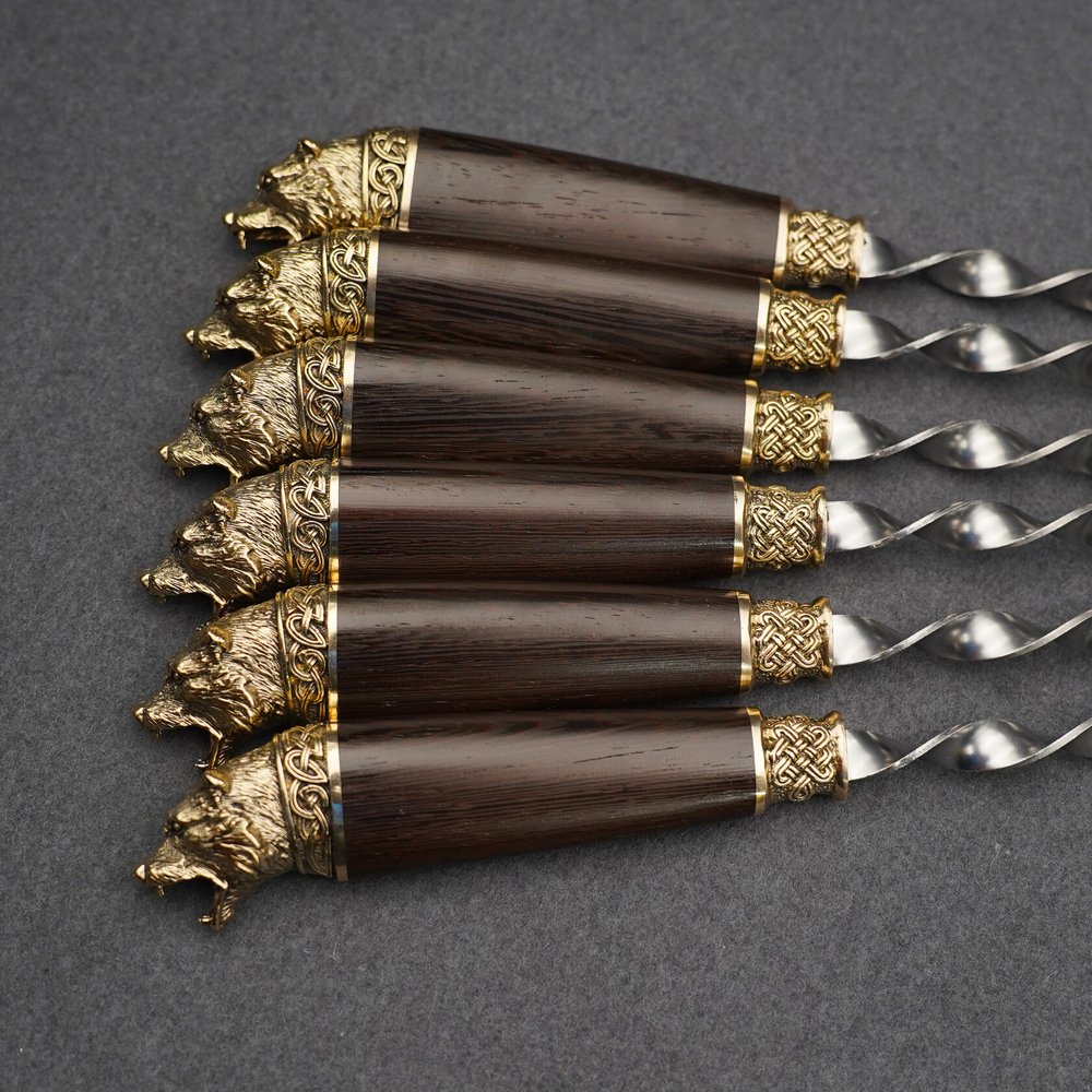 Подарочный набор шампуров "Медведь Prime", рукояти венге