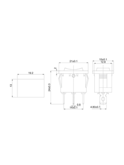 Выключатель клавишный 250В 6А (3с) ON-OFF-ON черн. с нейтралью Mini (RWB-205 SC-768) Rexant 36-2145