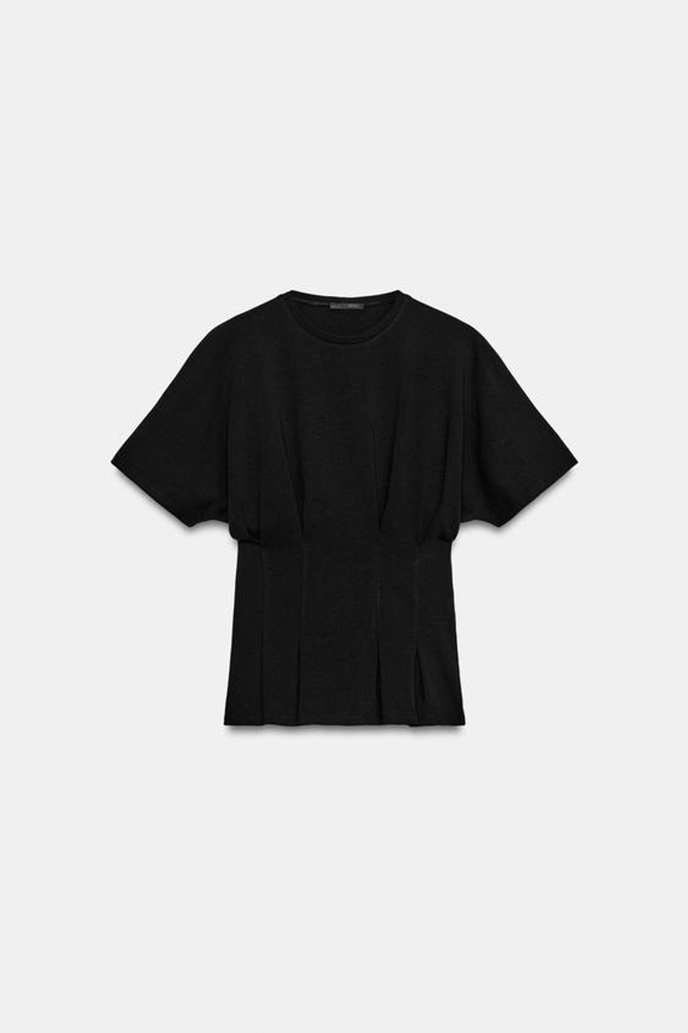 ZARA ПРИТАЛЕННАЯ ФУТБОЛКА С ЗАЩИПАМИ, ЧЕРНЫЙ