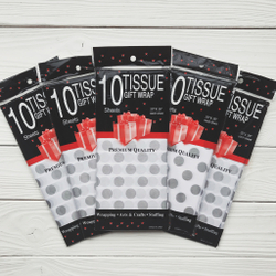 Бумага тишью 50 х 66 см (10 листов), серебристый горошек