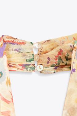 ZARA ПЛАТЬЕ С ЦВЕТОЧНЫМ ПРИНТОМ — ZW COLLECTION, ЖЕЛТЫЙ