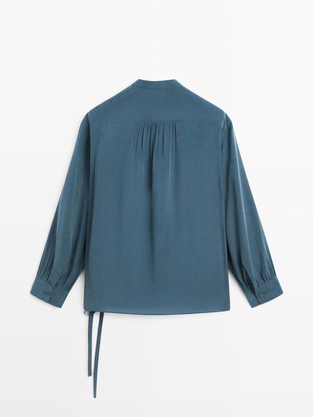 Massimo Dutti Блуза из струящейся ткани внахлест, зеленый