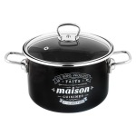 Кастрюля сталь, эмал, 4 л, с крыш, крышка стекло, Appetite, Maison, 1SD205S, индукц
