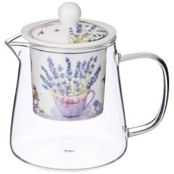 ЧАЙНИК СТЕКЛЯННЫЙ С СИТОМ LEFARD "ПРОВАНС ЛАВАНДА" 400 МЛ (КОР=36ШТ.)