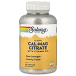 Solaray, Цитрат кальция и магния с витамином D2, соотношение 1: 1, 180 растительных капсул