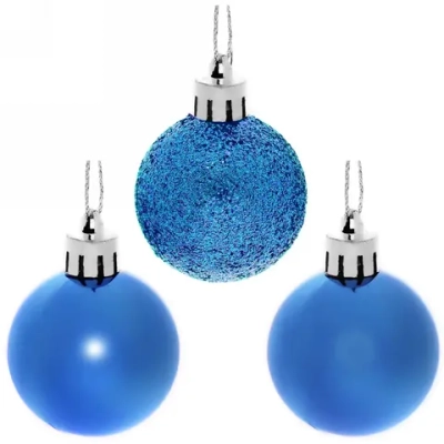 Новогодние шары 4 см (набор 24 шт) «Микс фактур», синий