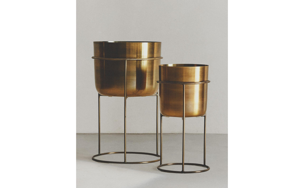 Zara Home Кашпо из металла, цвет золотой, 40 см
