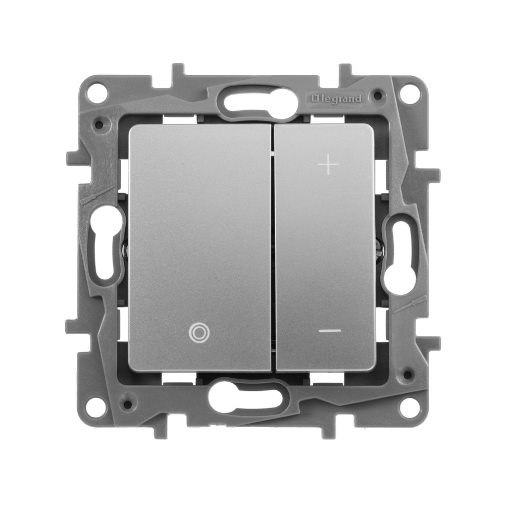 Диммер нажимной универсальный LED 400Вт без нейтрали - алюминий ETIKA Legrand