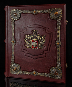 Большая семейная родословная книга "Дворянский герб", натуральная кожа (красная)