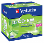 Оптический диск Verbatim CD-RW 700MB 12X SERL, Jewel Case, 10 шт