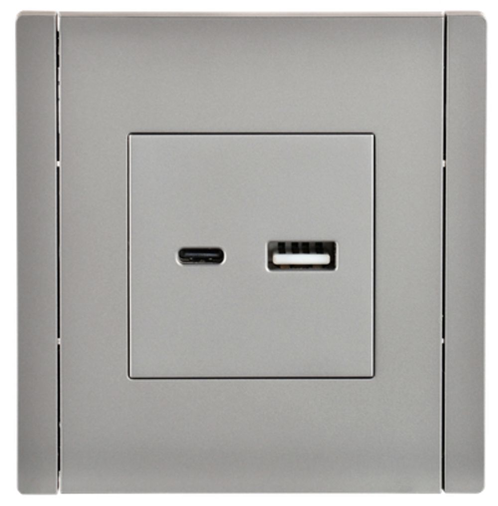 FORTE&PIANO Розетка USB A+C 3,1А FP550 сталь IEK